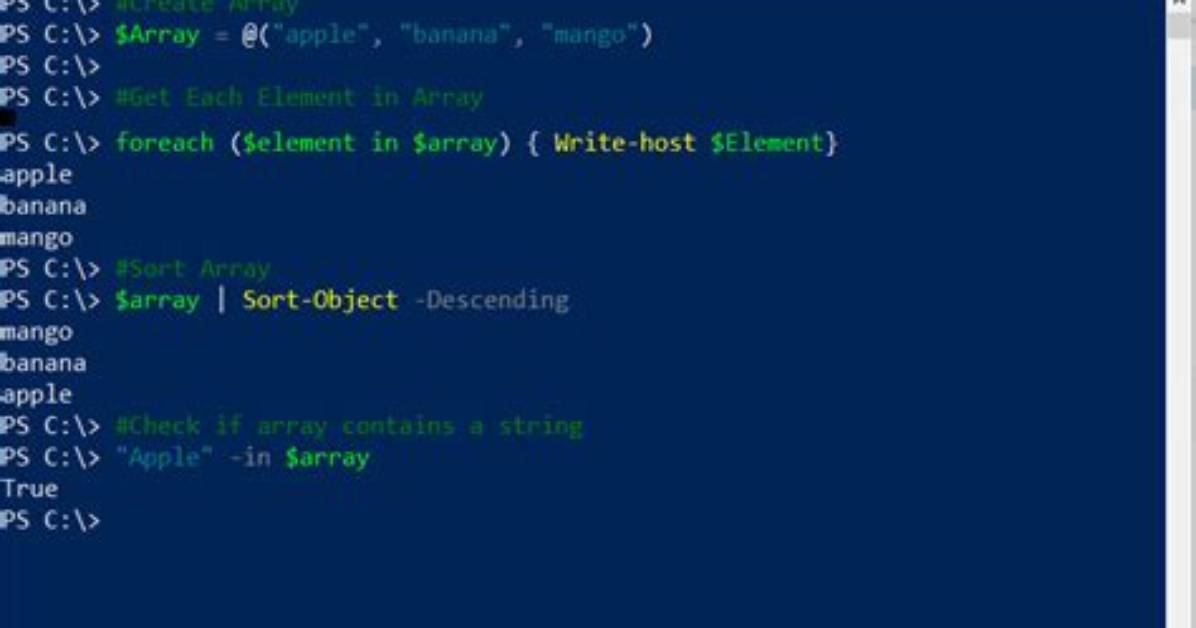 Printing an Array in Powershell