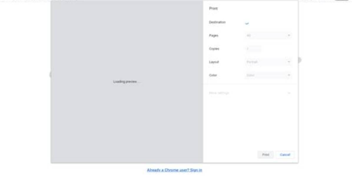 Printing in Chrome Is Loading Preview Forever [Closed]