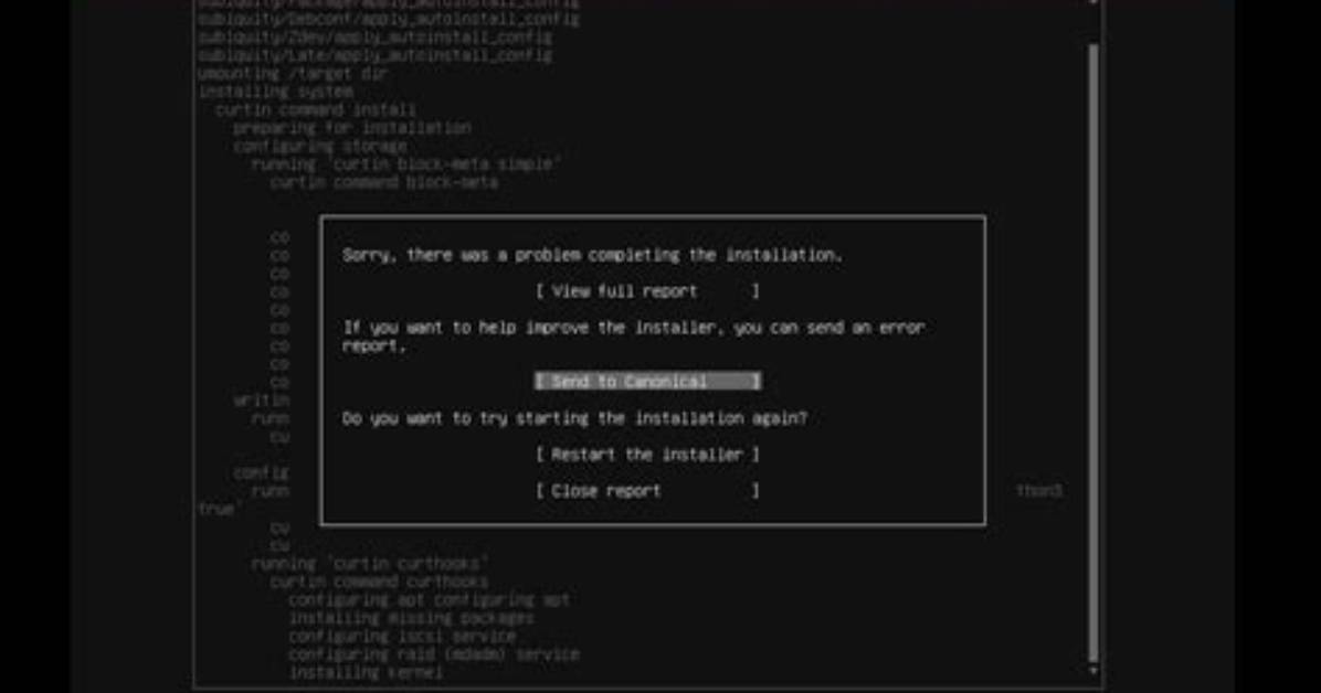 Problem Completing Ubuntu Server 20.04.3 Lts Installation