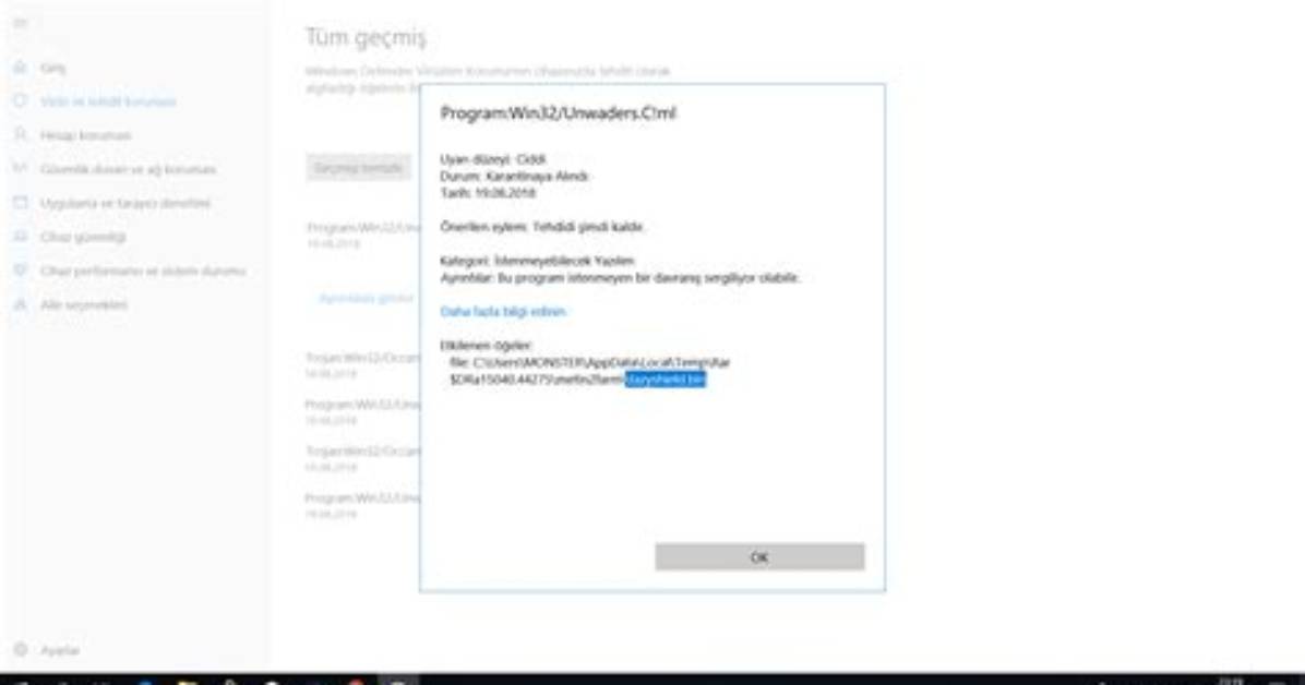 Program: Win32/Unwaders. a! Ml