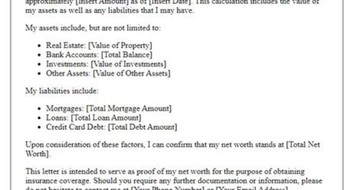 Proof Net Worth
