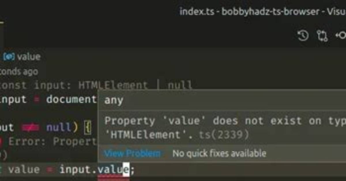 Property 'Value' Does Not Exist on Type 'Eventtarget'