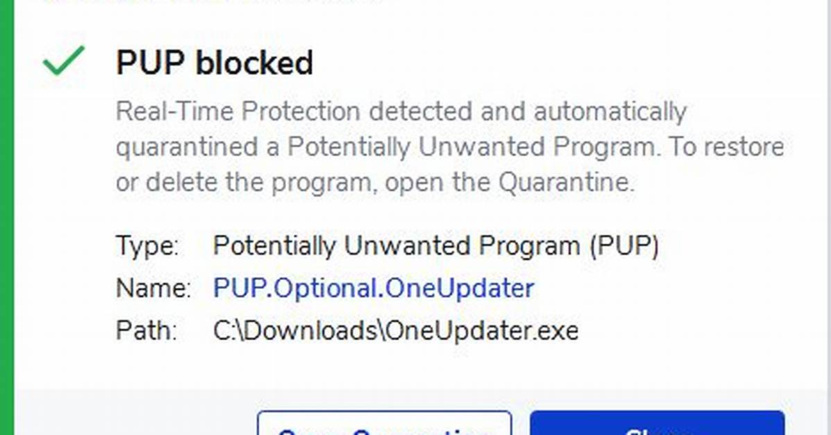 Pup. Optional. Oneupdater