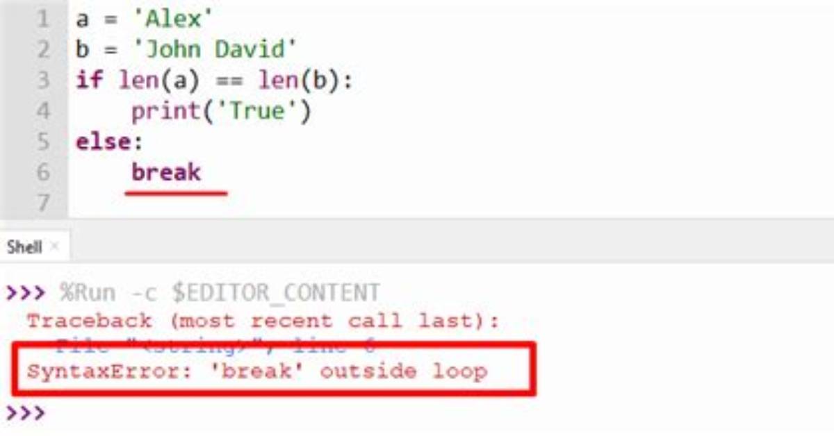 Python: 'Break' Outside Loop