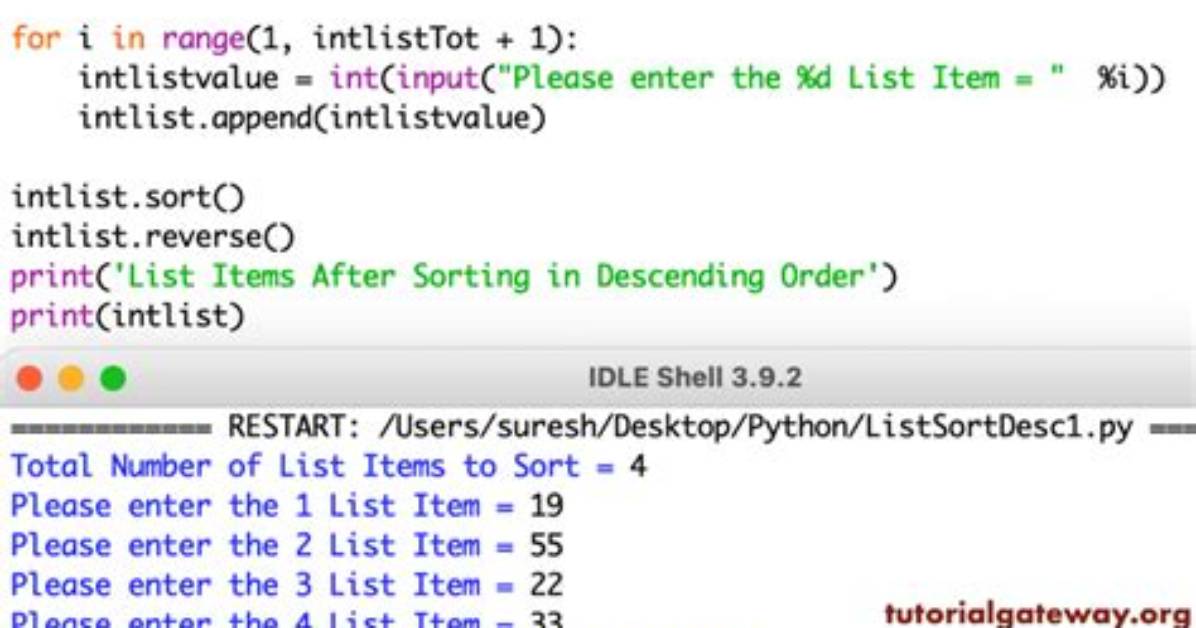Python List Sort in Descending Order