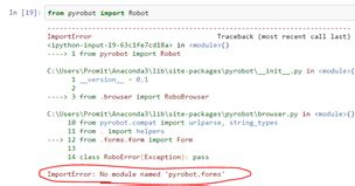 Python Pyrobot Module Giving Error