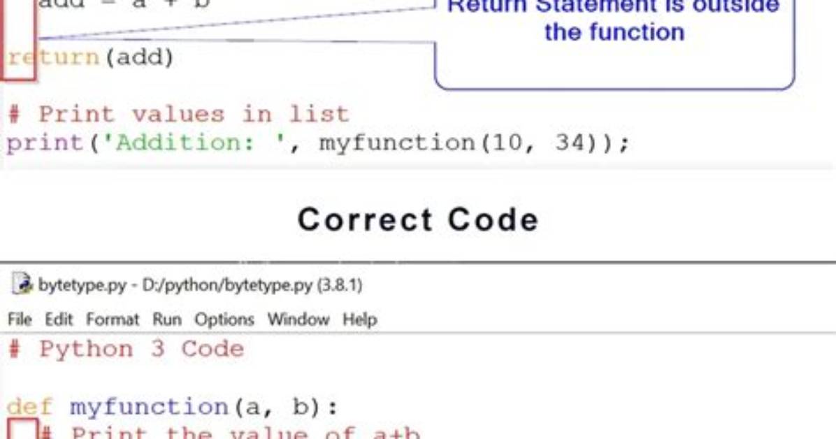 Python Syntaxerror:'Return' Outside Function