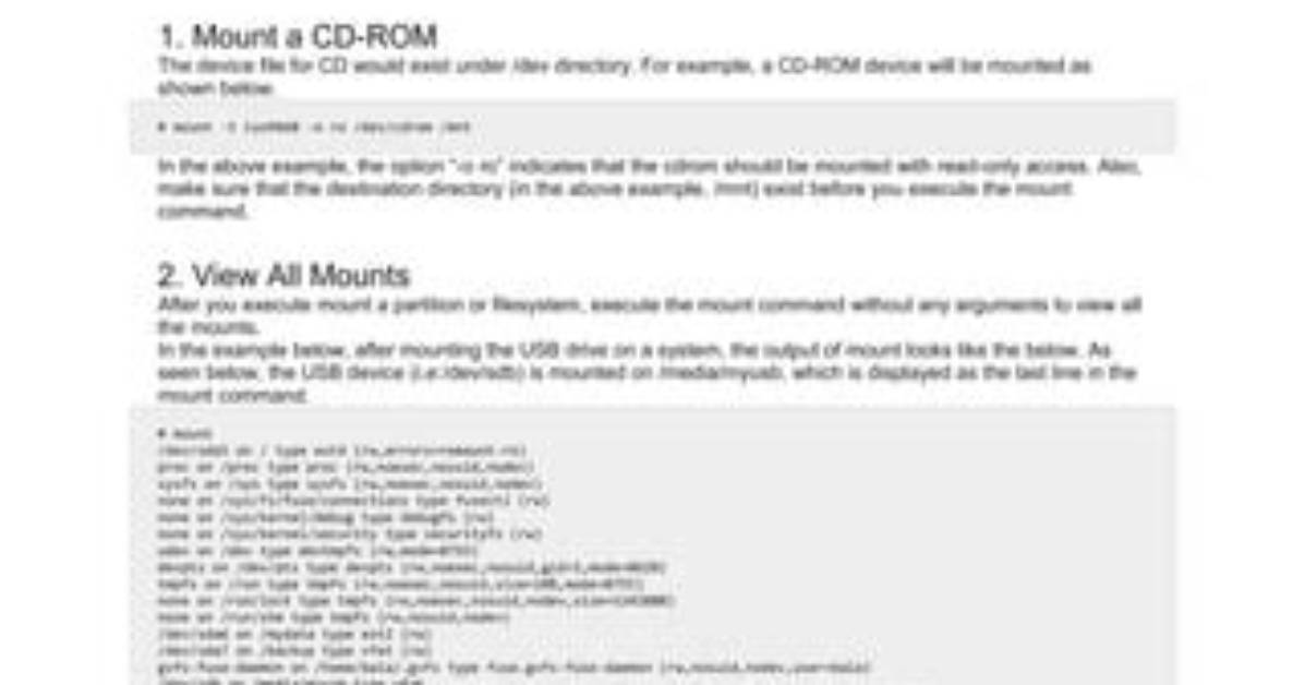 Question: How Create and Mount Filesystem in Linux?
