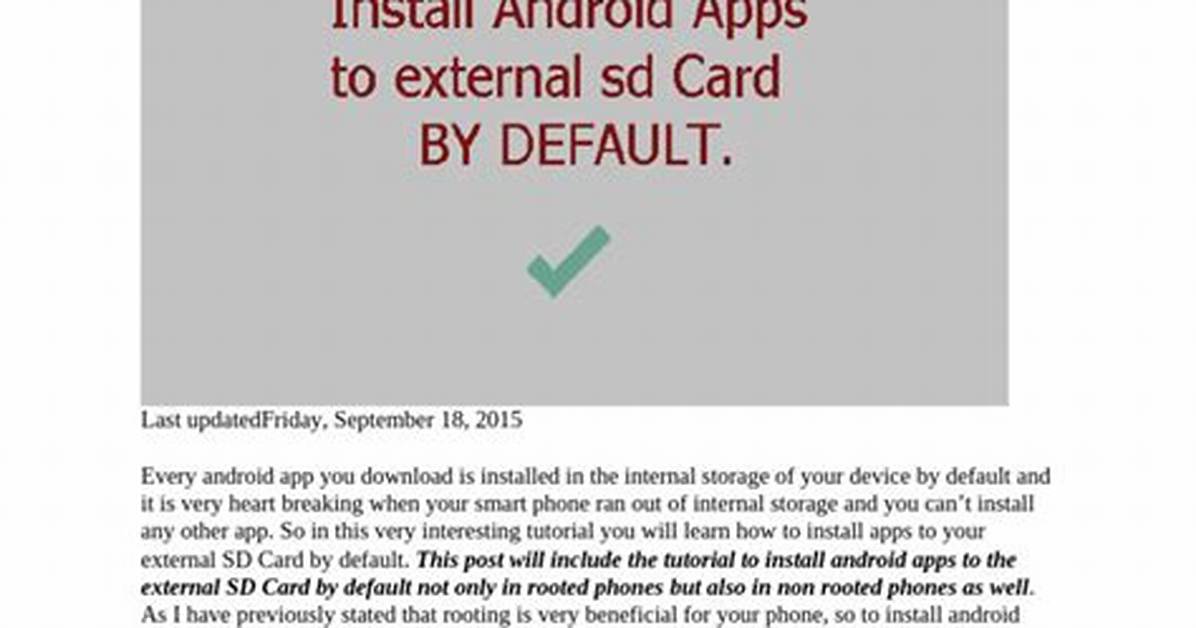 Question: How to Install Apps on Sd Card Android?