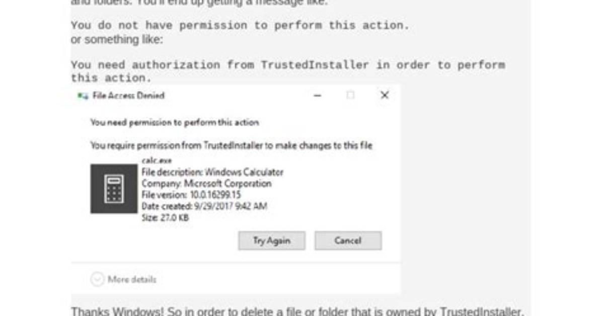 Quick Answer: How to Delete Files Protected by Trustedinstaller Windows 10?