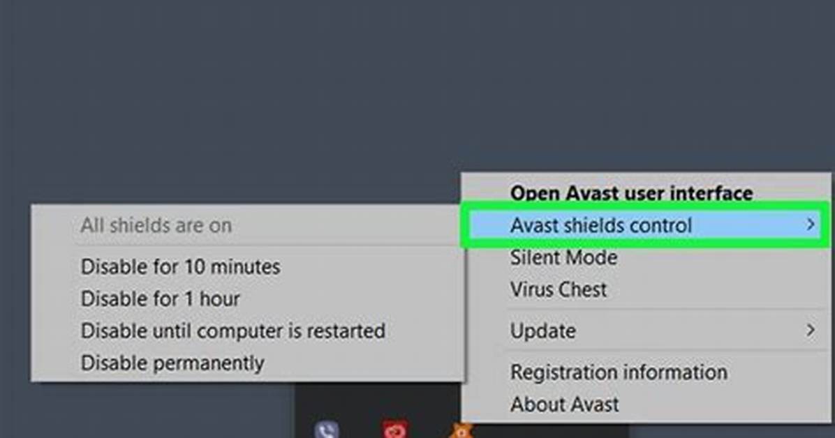 Quick Answer: How to Disable Avast Windows 10?