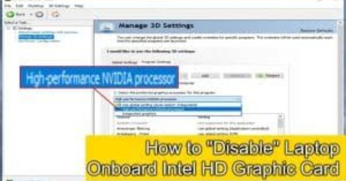 Quick Answer: How to Disable Intel Hd Graphics and Use Nvidia