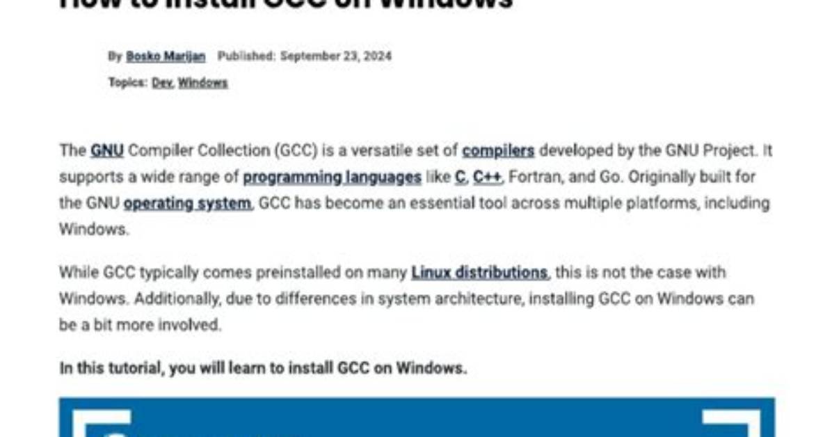Quick Answer: How to Install Gcc on Windows?