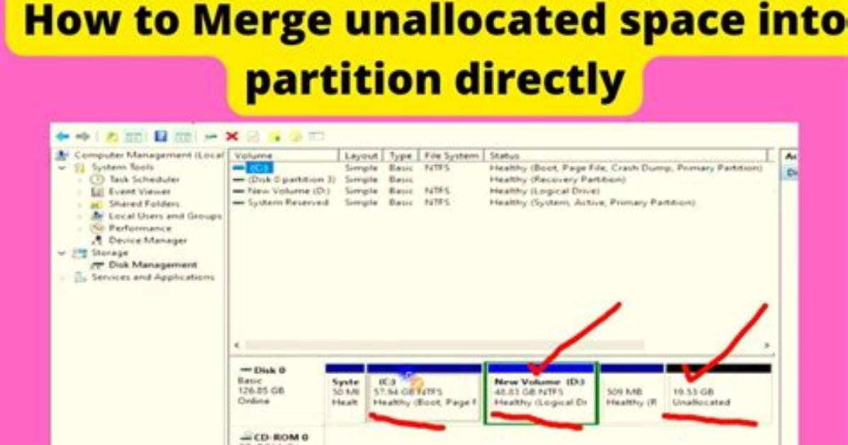 Quick Answer: How to Merge Unallocated Space in Windows 10?