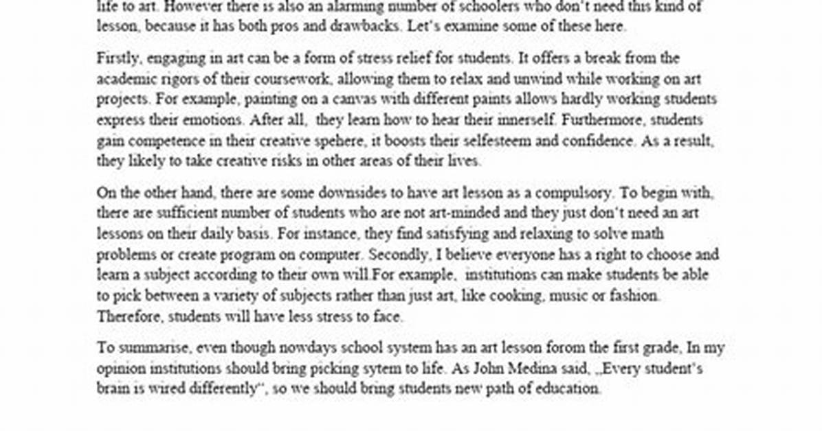 Quick Answer: Should Art Be Compulsory in Schools