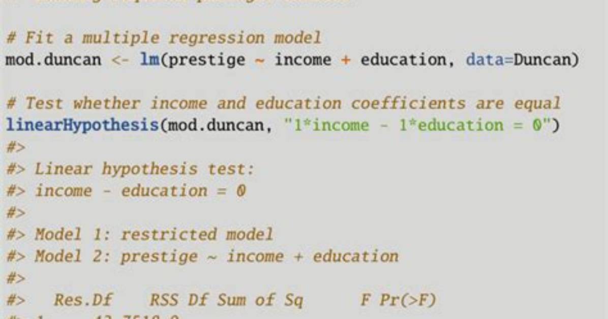 R linearHypothesis (Car Package) Testing for Superiority and Not Just Equality