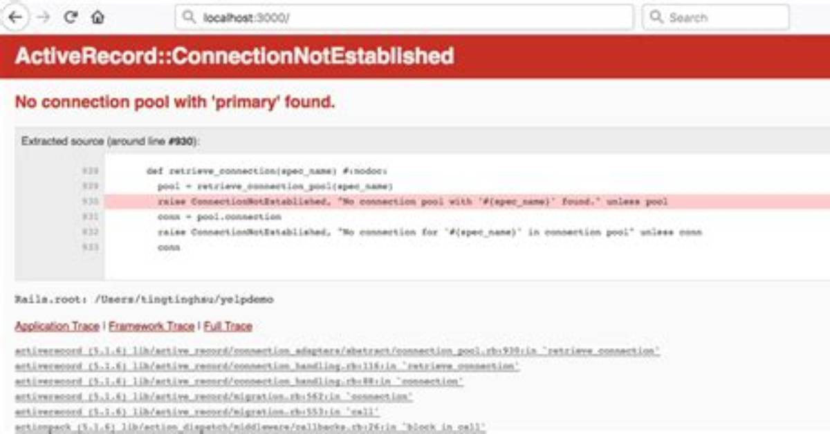Rails: No Connection Pool for Activerecord: :Base