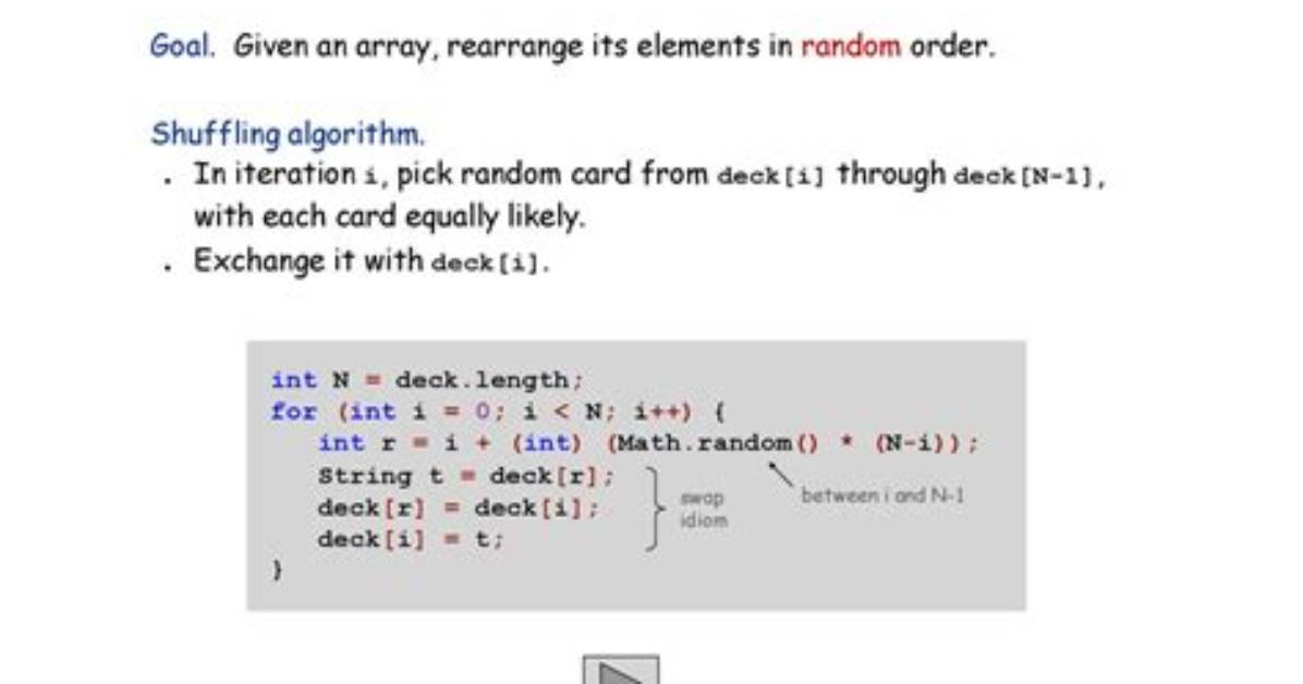 Random Shuffling of an Array