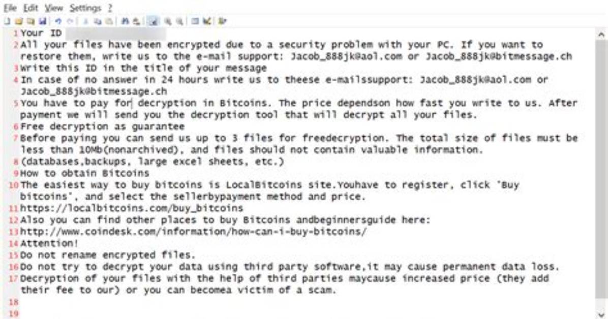 Ransom: Win32/Lockcrypt. G! Msr