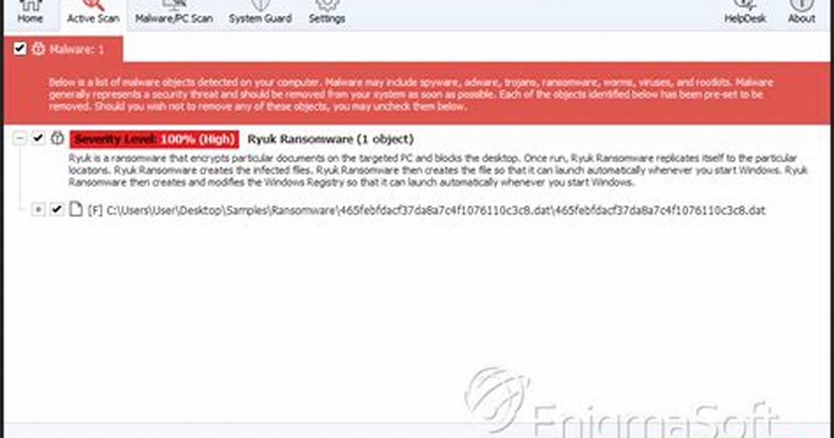 Ransom: Win32/Ryuk