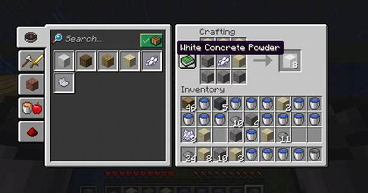 Recipe How to Make Concrete in Minecraft