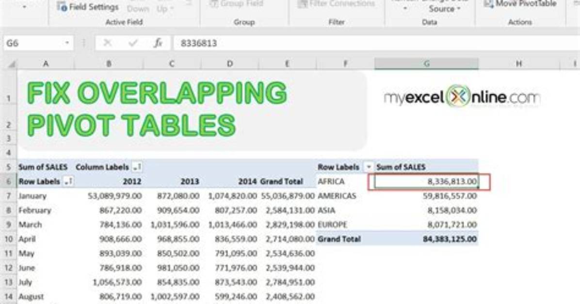 Recognize Which Excel Pivot Tables Will Overlap After Refresh
