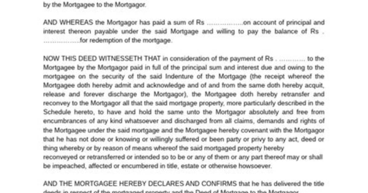 Reconveyance Deed - How to Discuss
