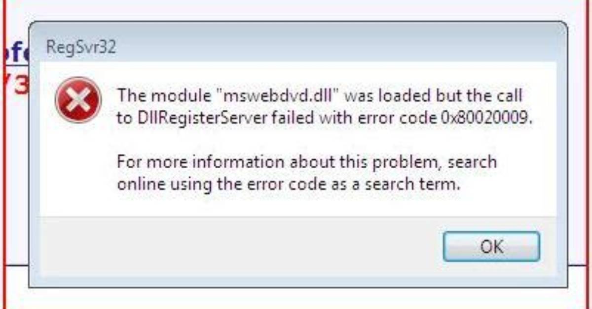 Registering a Dll Returns 0X80020009 Error