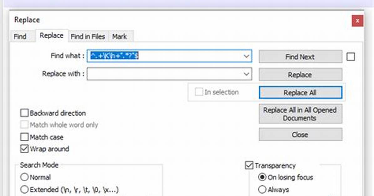 Regular Expressions in Notepad++ (Search and Replace)
