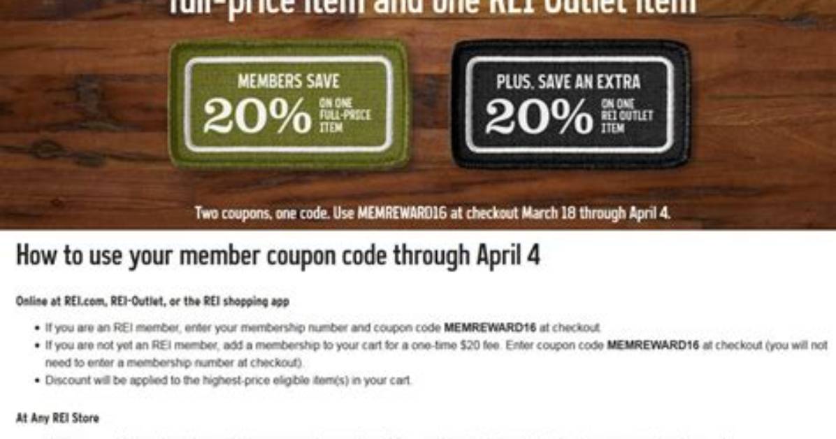 Rei Coupon Code 2021, Do Rei Members Get 20% off?