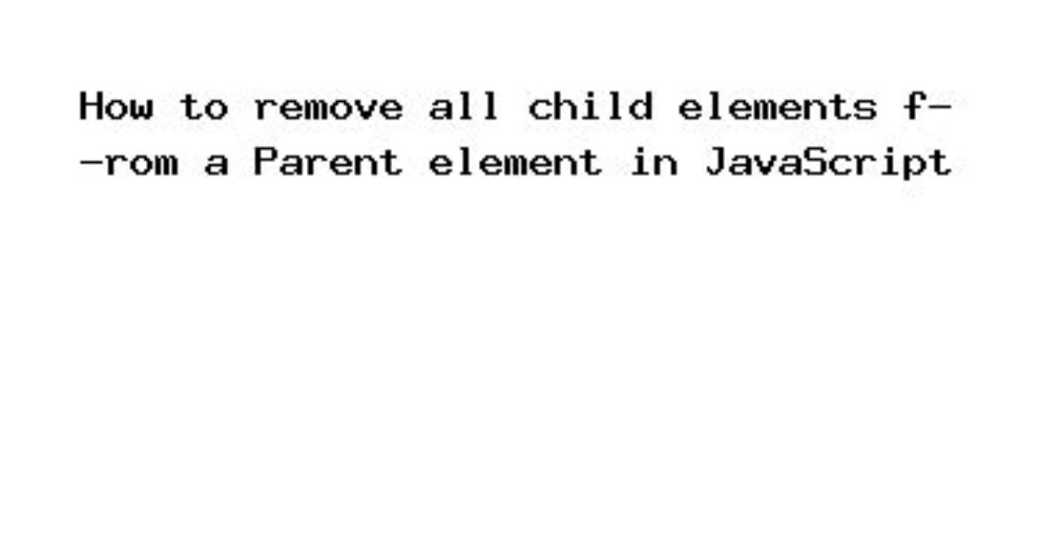 Remove a Class for All Child Elements