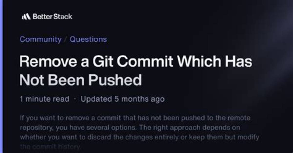 Remove a Git Commit Which Has Not Been Pushed