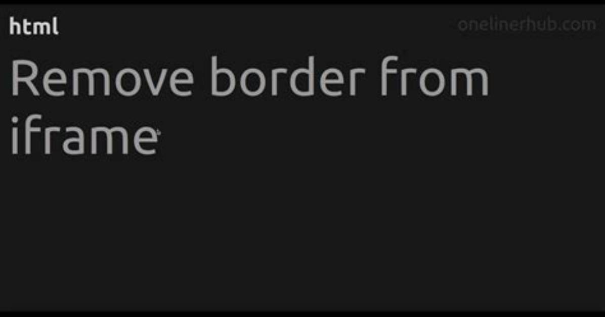 Remove Border from Iframe