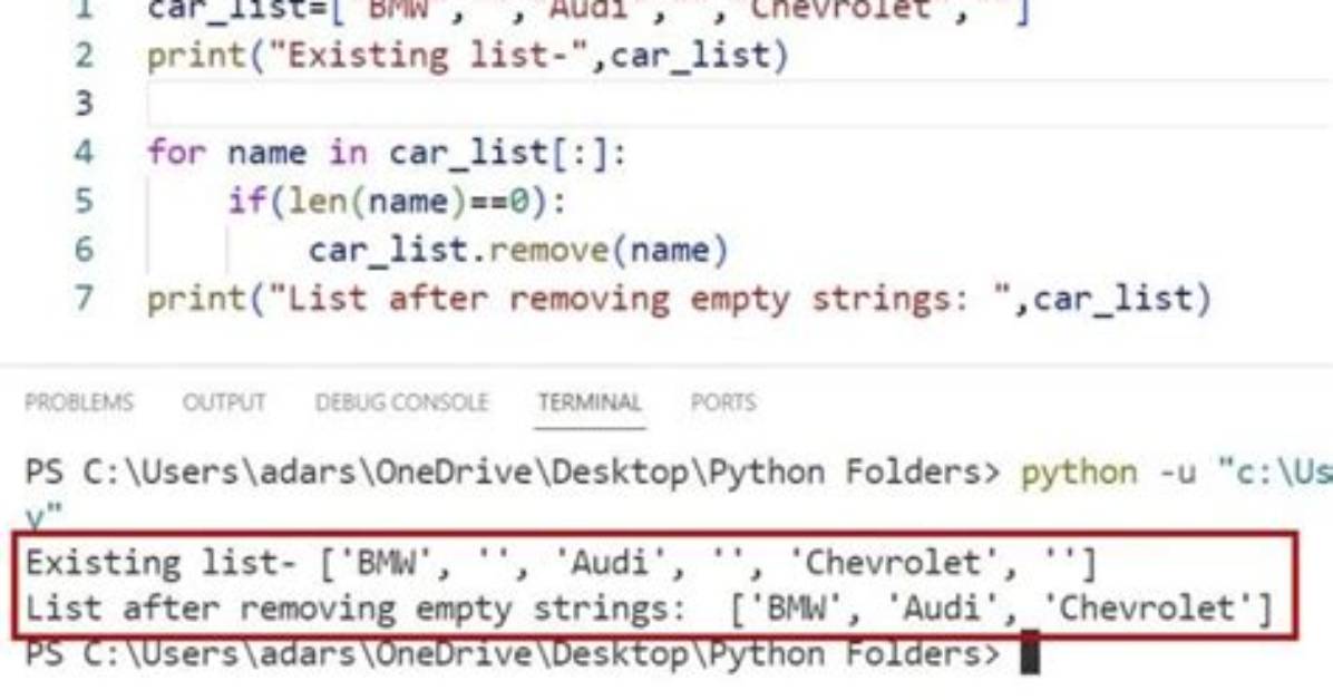 Remove Empty Strings from a List of Strings