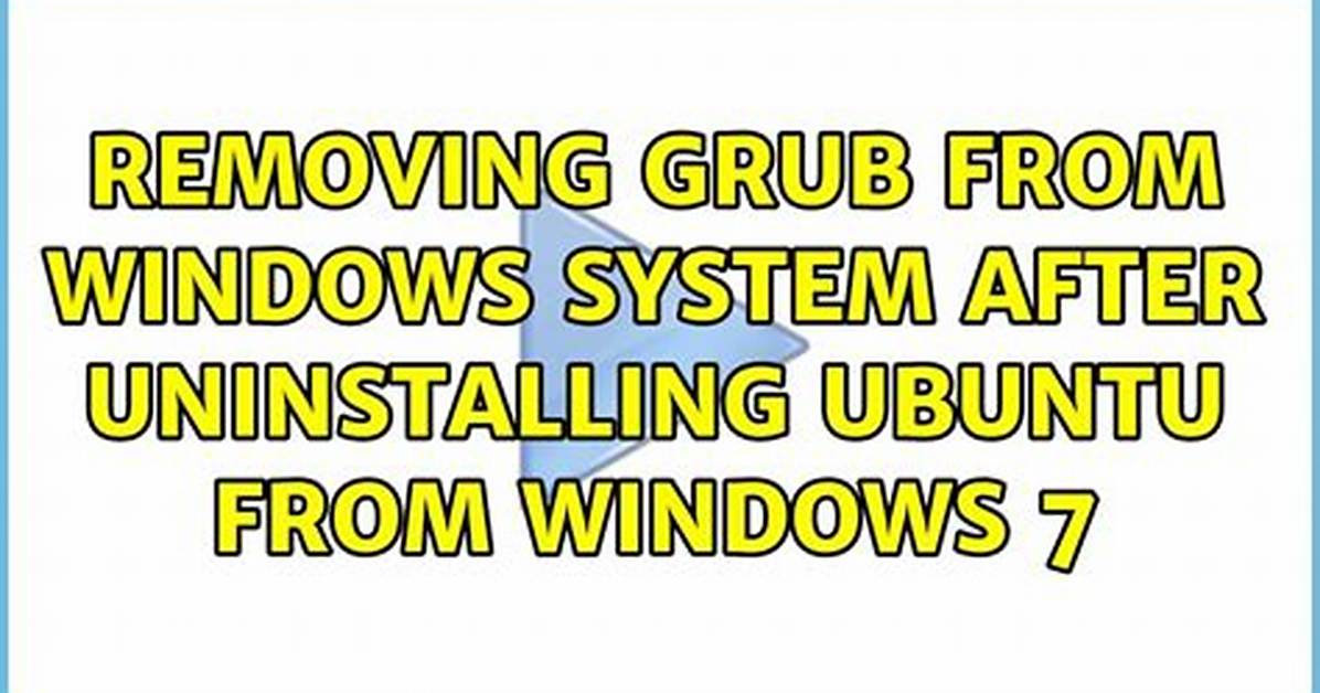 Removing Grub from Windows System After Uninstalling Ubuntu from Windows 7 [Duplicate]