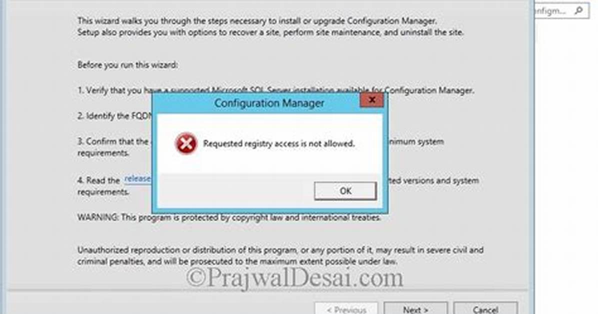 Requested Registry Access Is Not Allowed