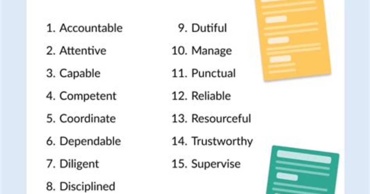 Responsible Synonym Resume