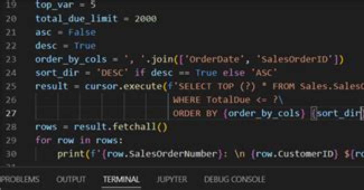 Retrieving Data from Sql Using Pyodbc