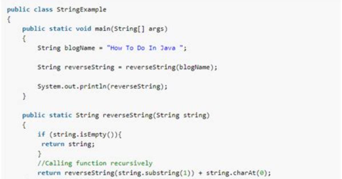 Reversing a String with Recursion in Java