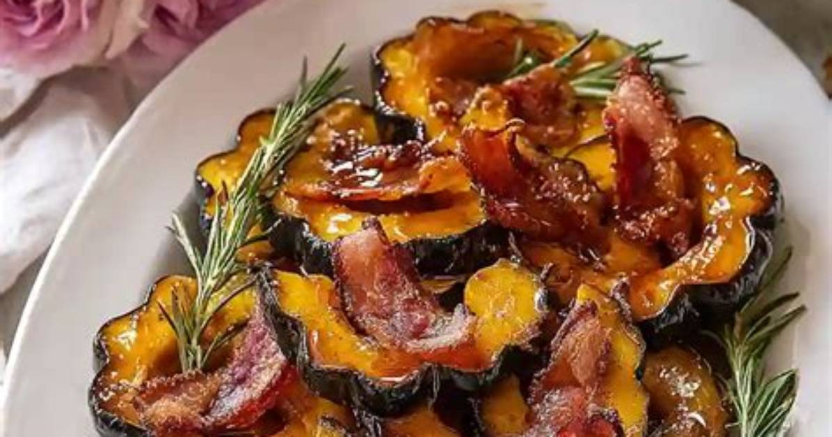 Roasted Acorn Squash with Maple-Bacon Drizzle Recipe