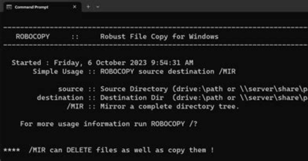 Robocopy Command to Do an Incremental Backup