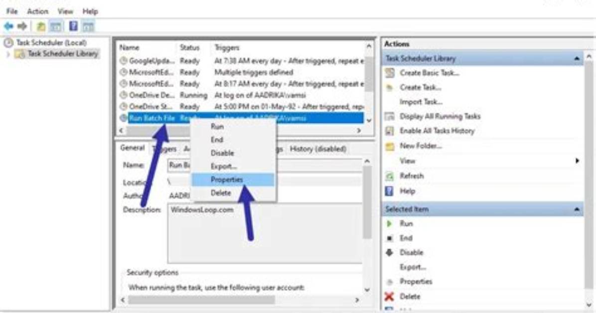 Run a Batch File with Windows Task Scheduler