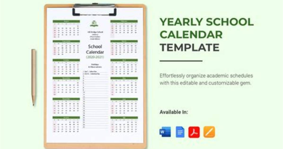 School Calendar Template