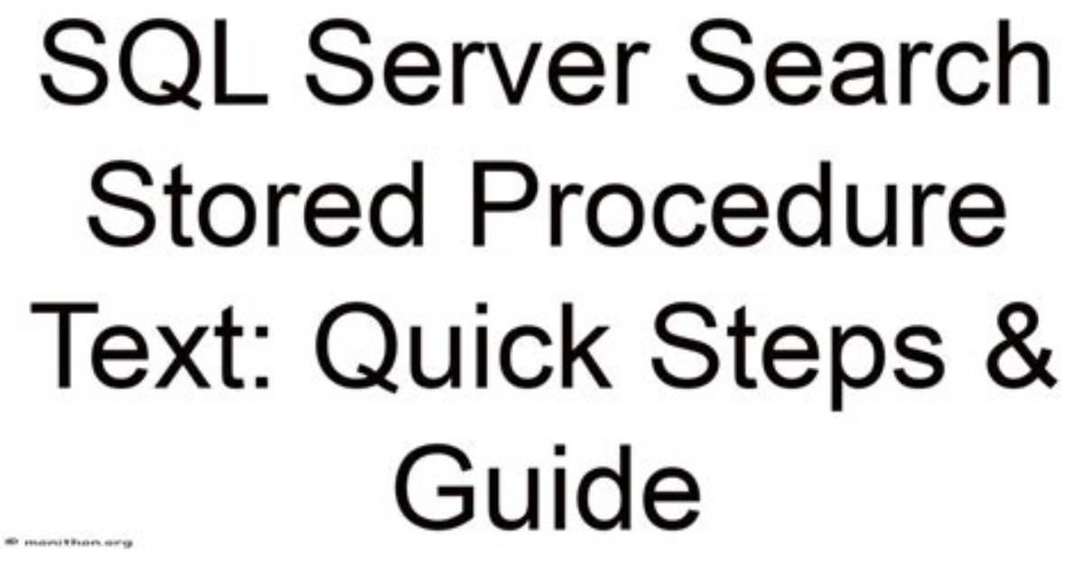 Search Text in Stored Procedure in Sql Server