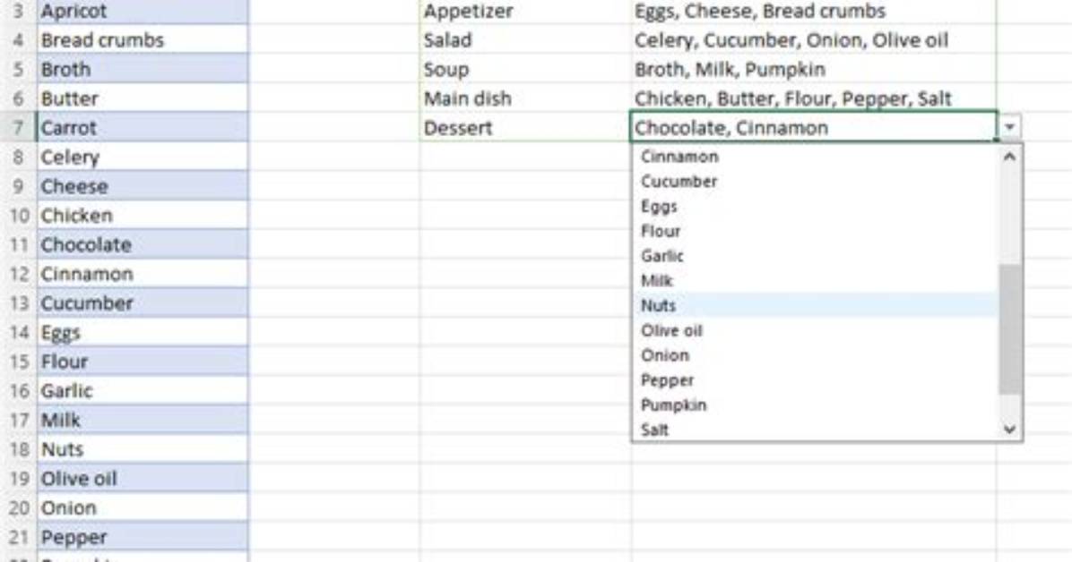 Selecting Multiple Values from a Dropdown List in Google Spreadsheet