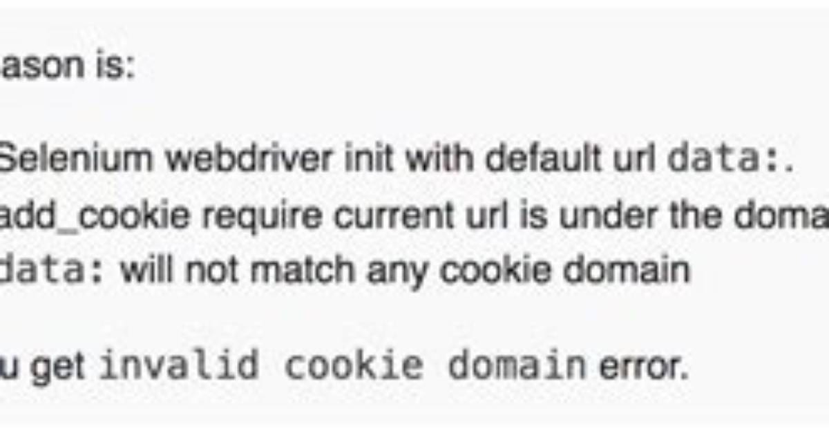 Selenium. Common. Exceptions. Invalidcookiedomainexception: Message: Invalid Cookie Domain While Executing Tests in Django with Selenium