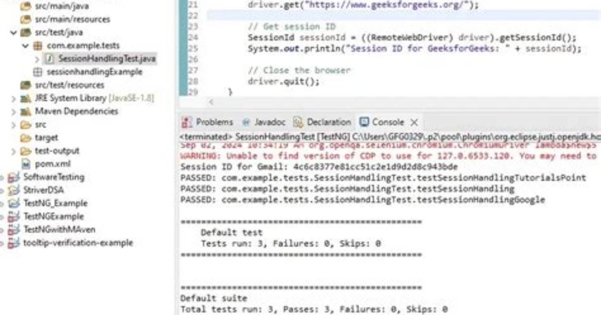 Selenium Webdriver Error: Invalid Session Id