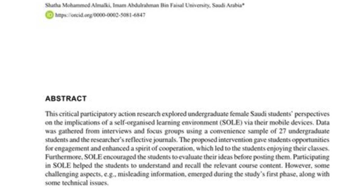 Self Organised Learning Environment (Sole)