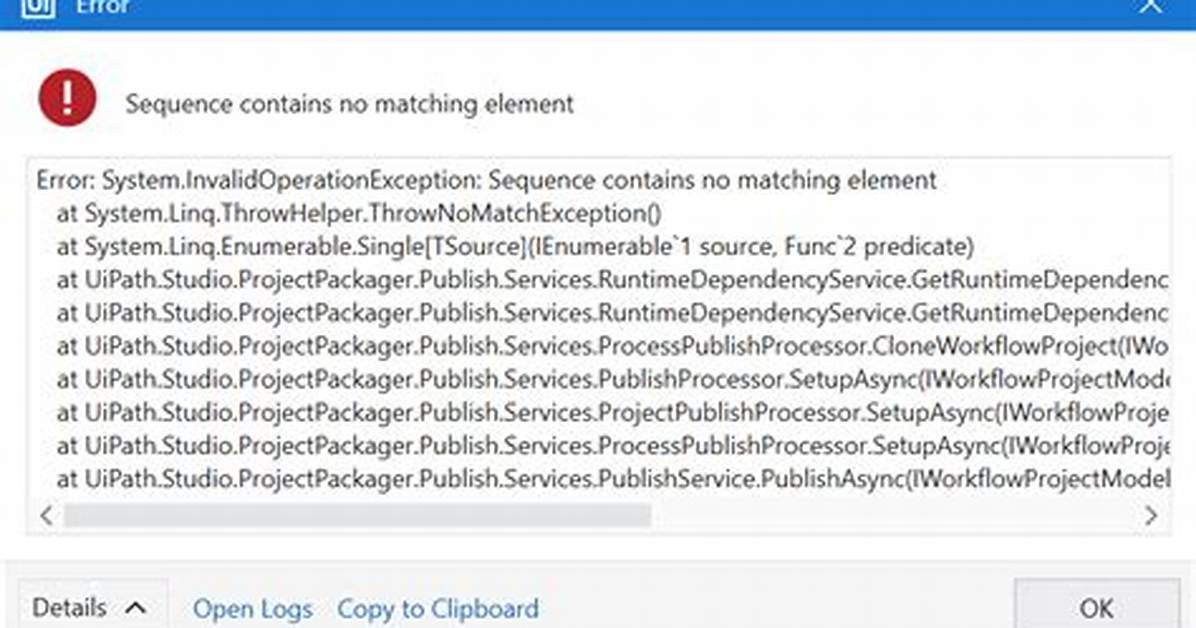 Sequence Contains No Matching Element