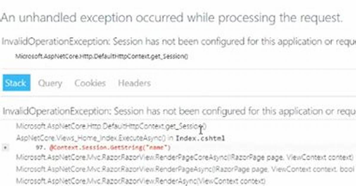 Session Has Not Been Configured for This Application or Request Error